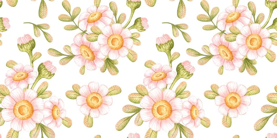 Pink daisy bouquet seamless pattern Stock Illustration