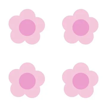 Pink daisy flowers vector pattern on white background Stock Illustration