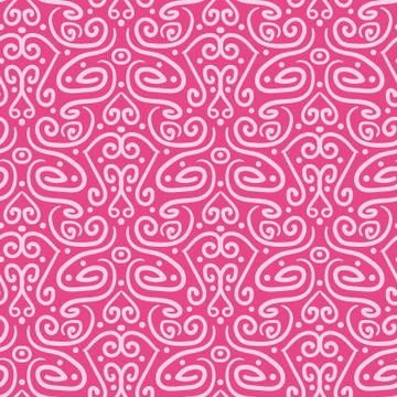 Pink damask seamless vector linear pattern Illustrazione stock