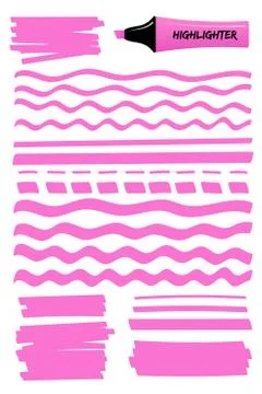 Pink dashed and wavy highlight lines and squares Stock Illustration
