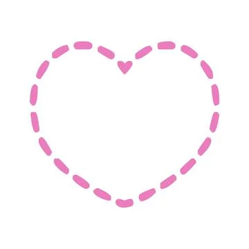 Pink Dashed Bordered Heart Frame Stock Illustration