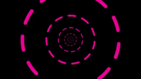 Pink Dashed Spiral Tunnel on Black Background abstract Stock Footage 318054159