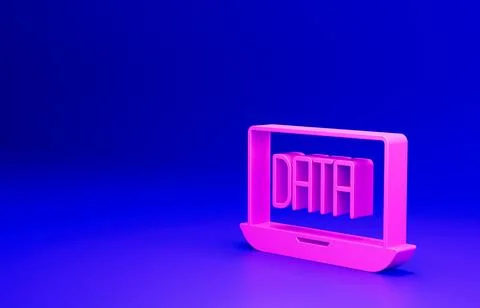 Pink Data analysis icon isolated on blue background. Business data analysis Stock Illustration