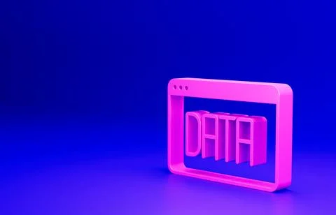 Pink Data analysis icon isolated on blue background. Business data analysis Stock Illustration