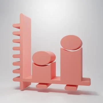 Pink Data analysis icon isolated on pink background. Minimalism concept. 3D.. Stock Illustration