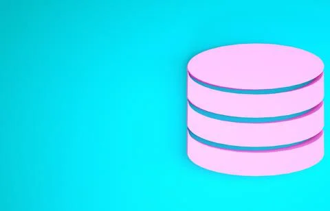 Pink Database icon isolated on blue background. Network databases, disc with  イラスト素材