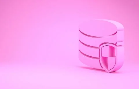 Pink Database protection icon isolated on pink background. Secure database ic Stock Illustration