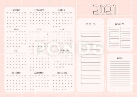 Pink dates calendar from January to December from Monday to Sunday, Wish  and: Royalty Free #141320982