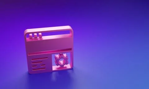 Pink Debugging icon isolated on purple-blue background. Debugging tool. Mag.. 스톡 사진
