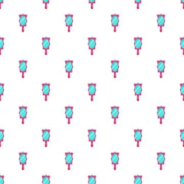 Pink decorative hand mirrors repeating pattern background Stock Illustration