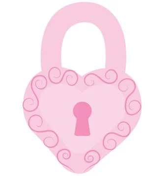 Pink decorative padlock in the shape of a heart. Stock Illustration