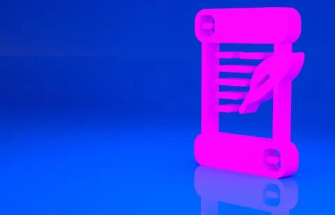 Pink Decree, paper, parchment, scroll icon icon isolated on blue background.  Illustrazione stock