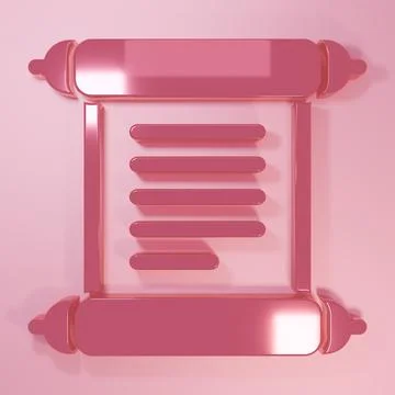Pink Decree, paper, parchment, scroll icon icon isolated on pink background.. Stock Illustration