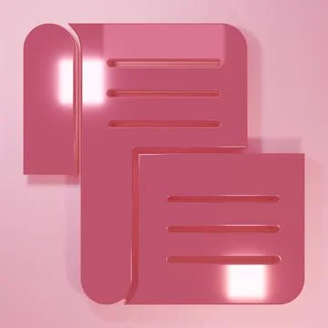 Pink Decree, paper, parchment, scroll icon icon isolated on pink background.. Illustrazione stock