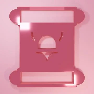 Pink Decree, paper, parchment, scroll icon icon isolated on pink background.. Stock Illustration
