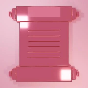 Pink Decree, paper, parchment, scroll icon icon isolated on pink background.. Stock Illustration