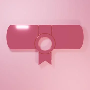 Pink Decree, paper, parchment, scroll icon icon isolated on pink background.. Stock Illustration