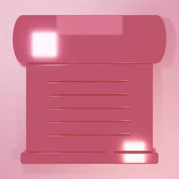Pink Decree, paper, parchment, scroll icon icon isolated on pink background.. Stock Illustration