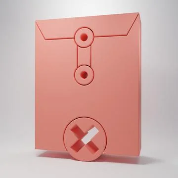 Pink Delete envelope icon isolated on pink background. Delete or error lett.. 스톡 일러스트
