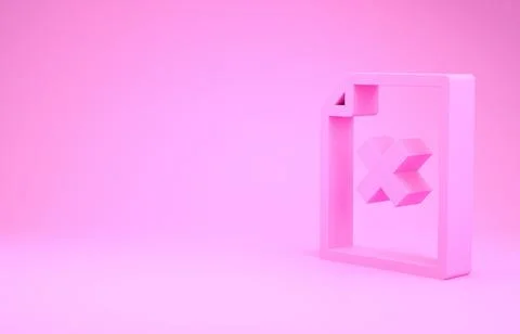 Pink Delete file document icon isolated on pink background. Rejected document イラスト素材