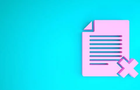 Pink Delete file document icon isolated on blue background. Rejected document Stock Illustration