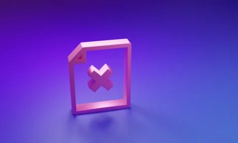 Pink Delete file document icon isolated on purple-blue background. Rejected.. イラスト素材