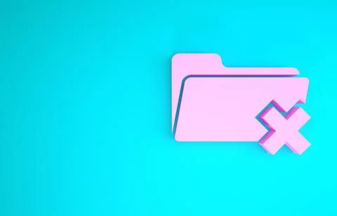 Pink Delete folder icon isolated on blue background. Folder with recycle bin. イラスト素材
