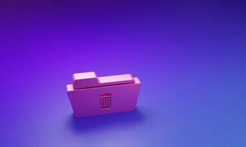 Pink Delete folder icon isolated on purple-blue background. Folder with rec.. Stockillustratie