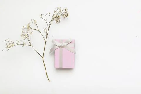 Pink delicate gift box Stock Photos