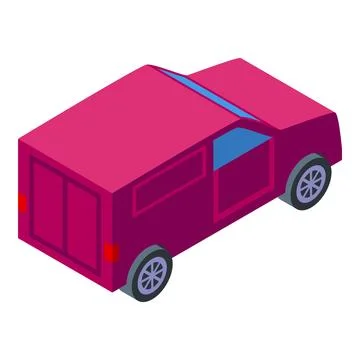 Pink delivery van with open door parked for loading goods Stock Illustration