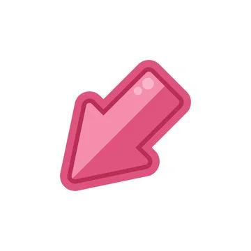 Pink diagonal arrow pointing down left on white background Ilustração Stock