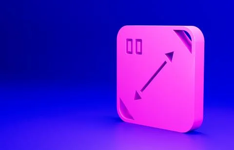 Pink Diagonal measuring icon isolated on blue background. Minimalism concept. 3D Stock Illustration