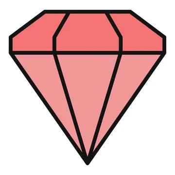 Pink diamond gem luxury flat icon illustration Illustrazione stock