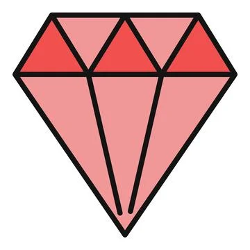 Pink diamond gem vector outline icon illustration Illustrazione stock