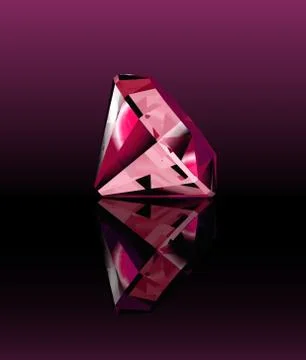 Pink diamond with reflection. Vector Stock Illustration