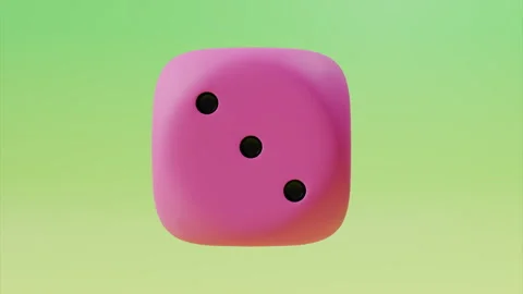 Pink Dice With Smooth Surface, Rounded Edges and Black Dots Stock Footage 314780609