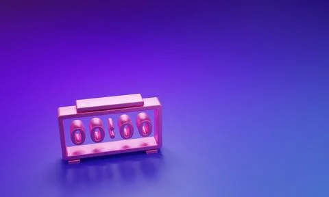 Pink Digital alarm clock icon isolated on purple-blue background. Electroni.. イラスト素材