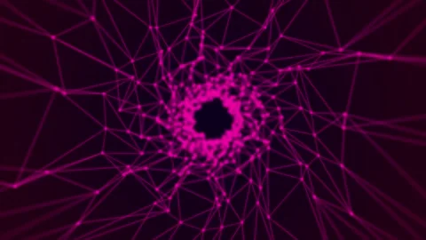Pink digital plexus tunnel abstract background motion Stock-Footage 347305363