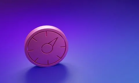 Pink Digital speed meter concept with 5G icon isolated on purple-blue backg.. Stock Illustration