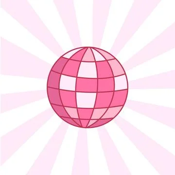 Pink Disco Ball Vector Icon Illustration Stock Illustration