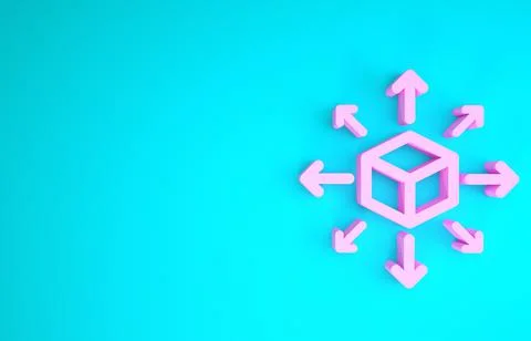 Pink Distribution icon isolated on blue background. Content distribution conc Stock Illustration