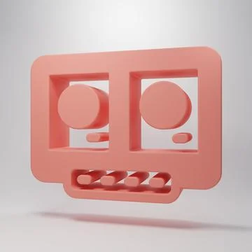 Pink DJ remote for playing and mixing music icon isolated on pink backgroun.. Ilustração Stock