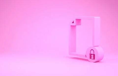 Pink Document and lock icon isolated on pink background. File format and padl Stock Illustration