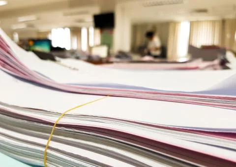 Pink document and sheet paper files on office concept background. Foto stock