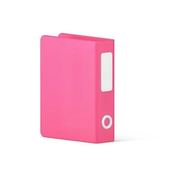 Pink document folder 3d icon. Volumetric paper archives with business informa Illustrazione stock