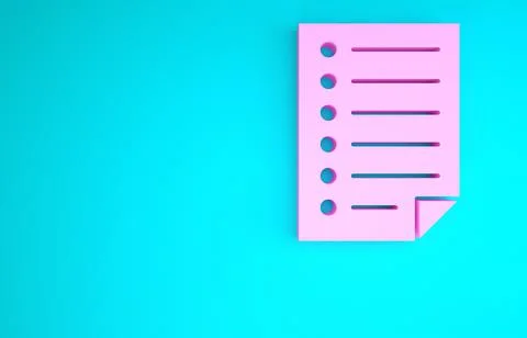 Pink Document icon isolated on blue background. File icon. Checklist icon. Bu Illustrazione stock