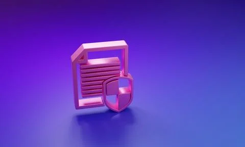 Pink Document protection concept icon isolated on purple-blue background. C.. 스톡 일러스트