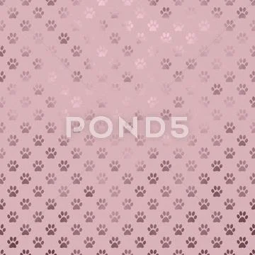 Pink Dog Paw Metallic Foil Polka Dot Texture Background Pattern