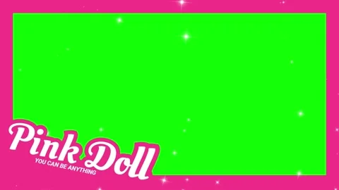 Pink doll theme green screen video overlay with glittering stars Vídeo Stock 338176033