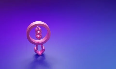 Pink Dollar rate decrease icon isolated on purple-blue background. Cost red.. Stock Illustration